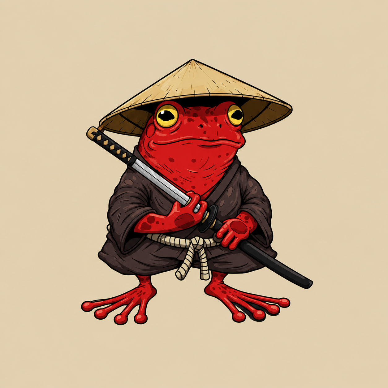 Akagero, the red frog samurai